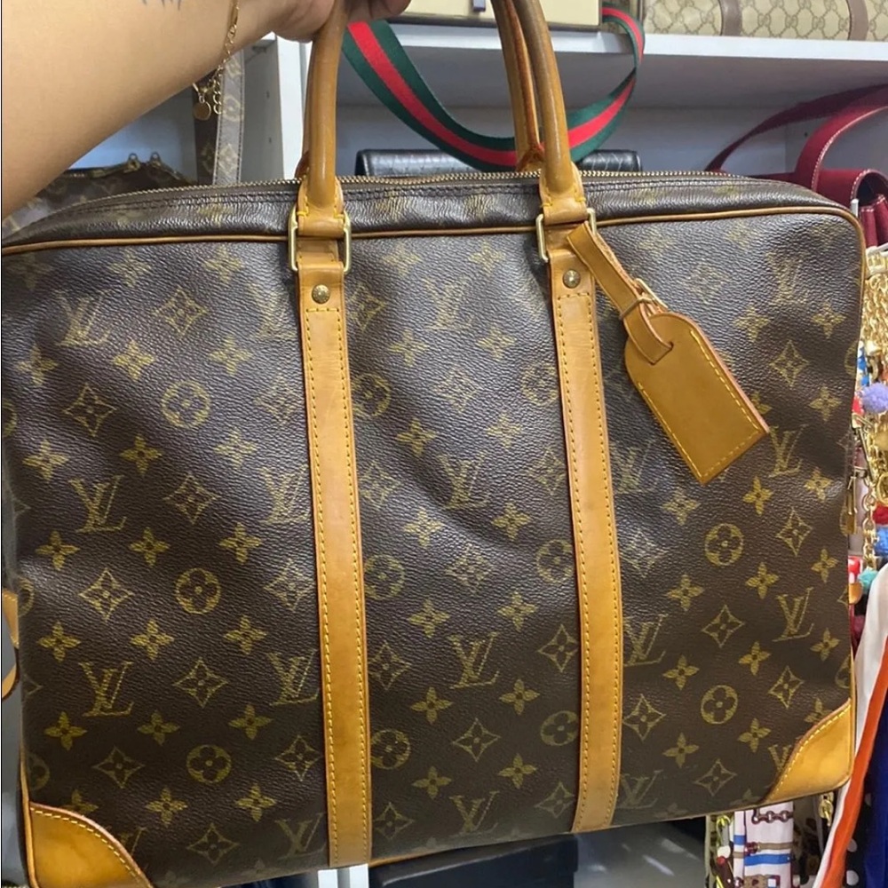 Louis Vuitton Brown and Tan Monogram Briefcase